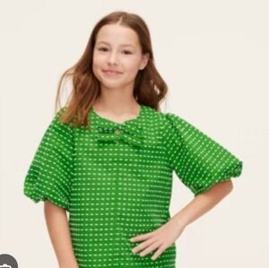 Kate Spade Green Blouse with Playful Puff Sleeves